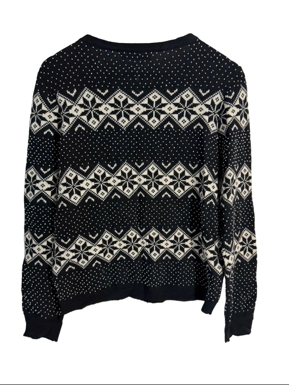 ALICE + OLIVIA SNOW JACQUARD AND BEADS CARDIGAN WOOL KNIT TOP SWEATER SIZE L - Picture 11 of 16